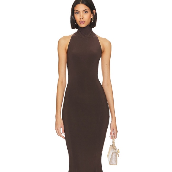 Norma Kamali Chocolate Sleeveless Maxi Dress - Picture 1 of 13